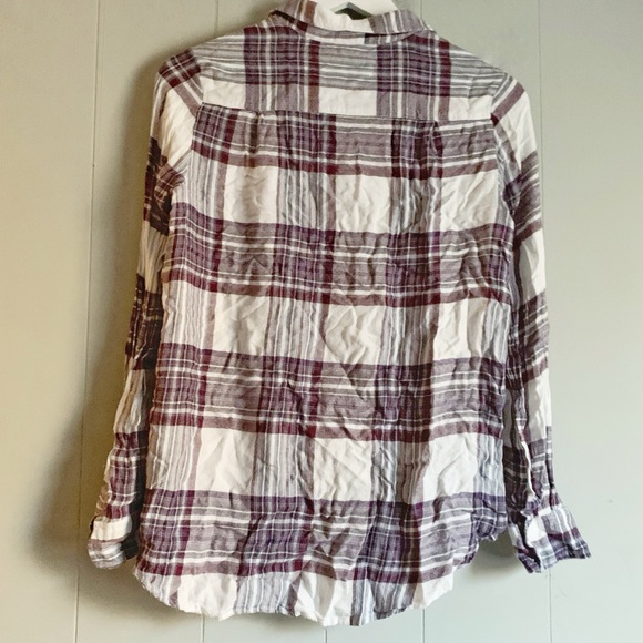 Melloday Ladies' Flannel Button-Up Shirt Purple Plaid Size MP - Picture 3 of 5